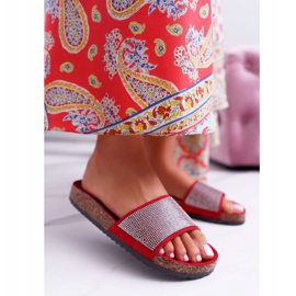 PS1 Women's Slippers On Cork With Crystals red 1