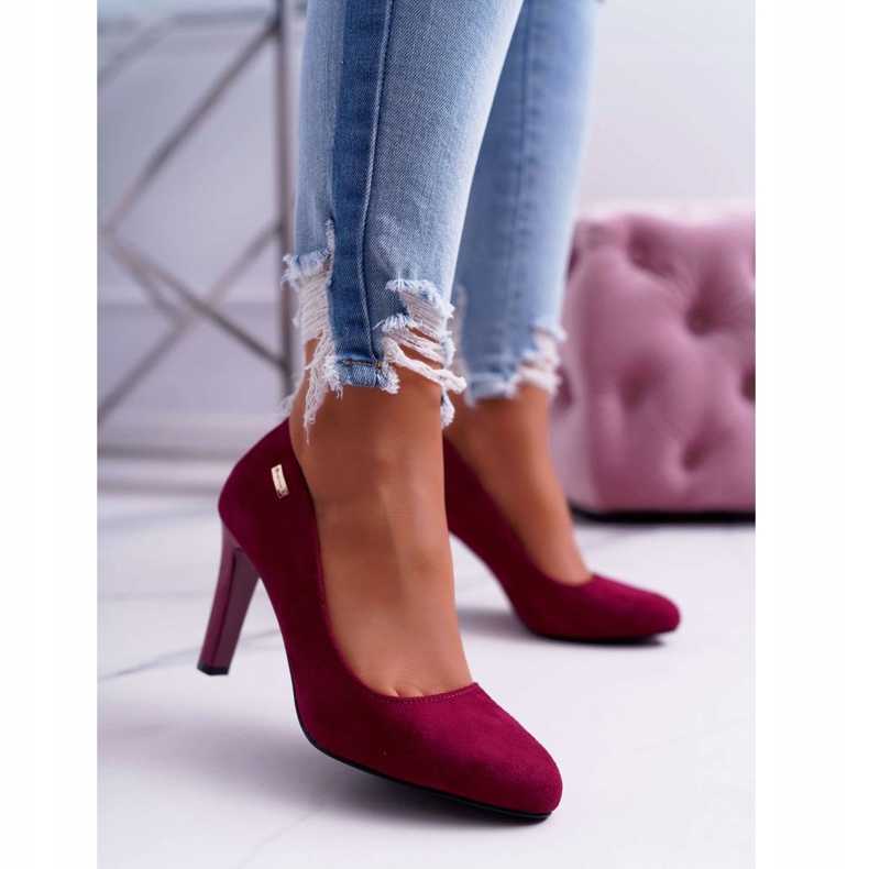 Women's pumps On a heel Suede Dark Fuchsia Sergio Leone Campbell pink 1