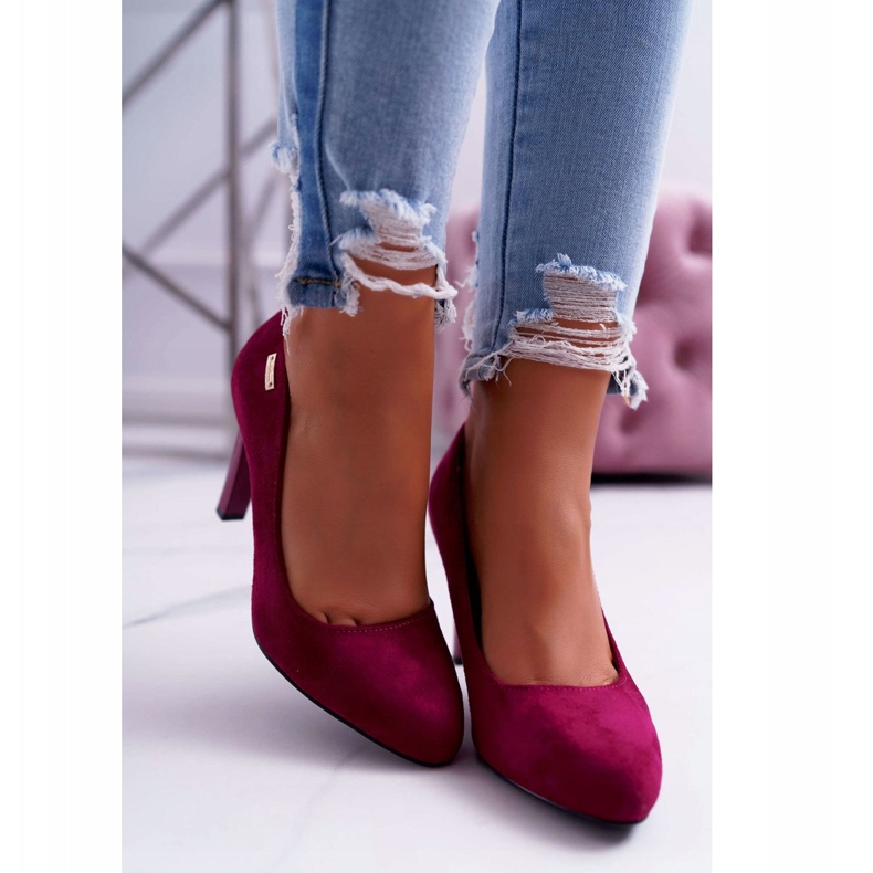 Women's pumps On a heel Suede Dark Fuchsia Sergio Leone Campbell pink 2