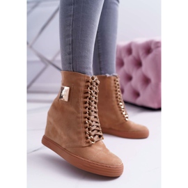 Women's Sneakers Lu Boo Gold Chain Suede Camel Monica brown 1