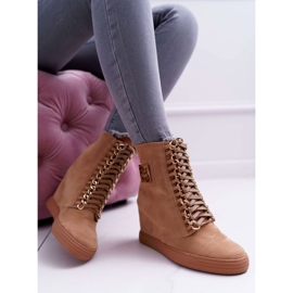 Women's Sneakers Lu Boo Gold Chain Suede Camel Monica brown 2