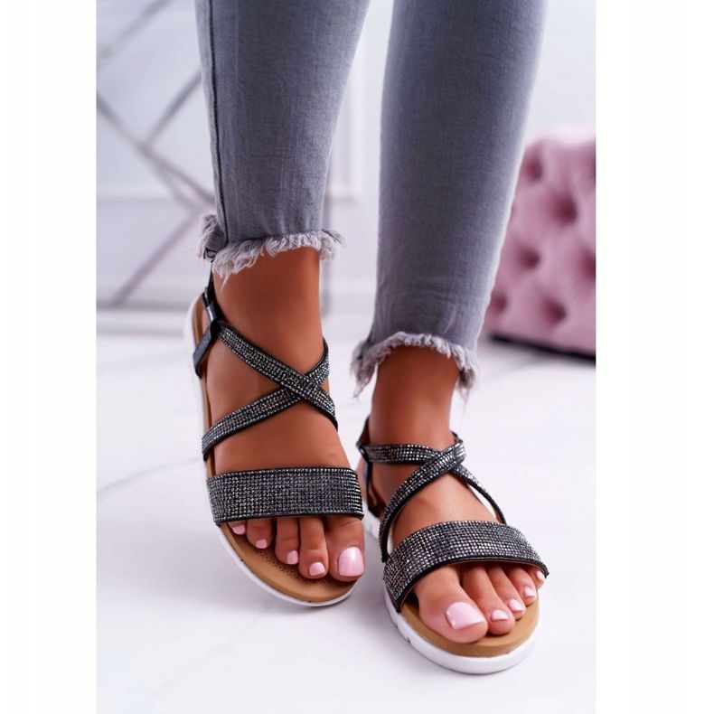 Women's Sandals Lu Boo With Cubic Zirconia 406-5 Black Stella 2