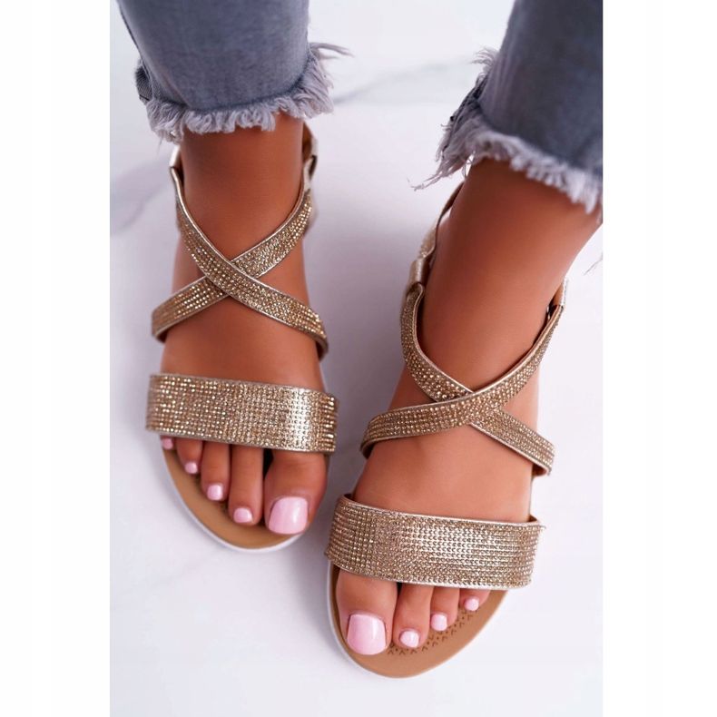 Women's Sandals Lu Boo With Cubic Zirconia 406-5 Golden Stella 1 Women's Sandals Lu Boo With Cubic Zirconia 406-5 Golden Stella 1
