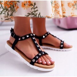 Women's Black Lu Boo Sandals with Mariachi Studs 1