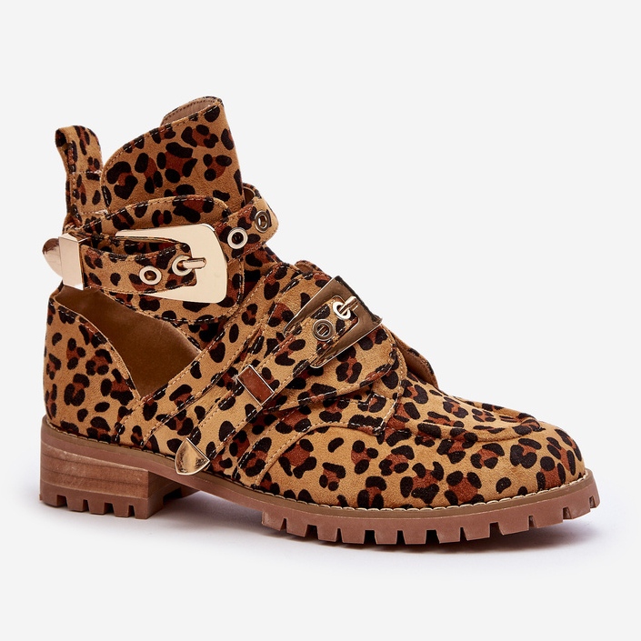 Lu Boo Suede Boots With Cutouts Leopard Rock Girl brown 1