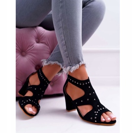 Women's Sandals On A High Heel Lu Boo With Cutouts Black Things 1