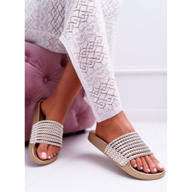 Women's Slippers with Beaded Golden Elavi 1
