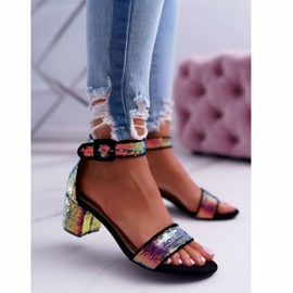 Women's Sandals On High Heel Lu Boo Iridescent Sequins Black Tindal 2