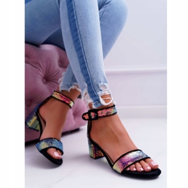 Women's Sandals On High Heel Lu Boo Iridescent Sequins Black Tindal 1