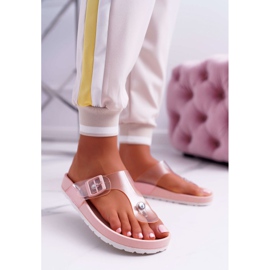 SEA Women's Slippers Flip-flops Transparent Stripe Pink Framona 1