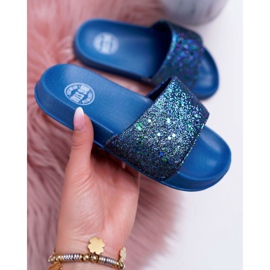 Children's and Youth Big Star Slippers Navy Blue Brocade AA374089 1