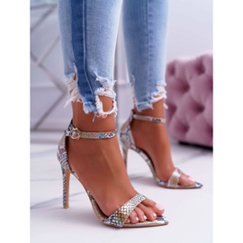 Women's Sandals On High Heel Lu Boo Snake Beige Ramann multicolored 1