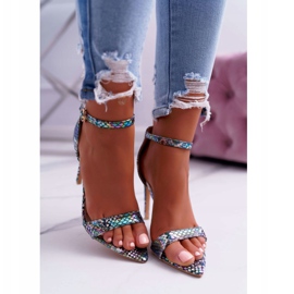 Women's Sandals On High Heel Lu Boo Snake Green Ramann multicolored 2