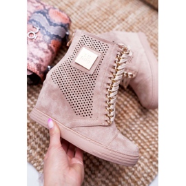 Women's Sneakers Lu Boo Openwork Suede Beige Clamma 1