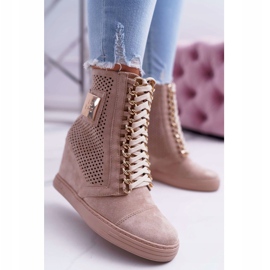 Women's Sneakers Lu Boo Openwork Suede Beige Clamma 2