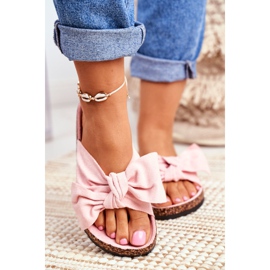 BUGO Women's Slippers On Cork Bow Powder Pink Wendy 2