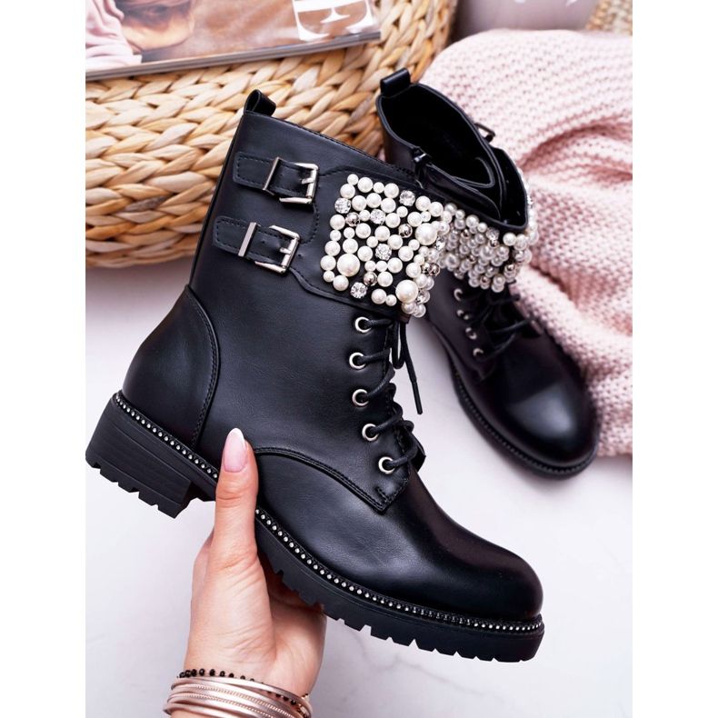 SEA Women's Boots on Flat Heel Military Black Bemmer 2 SEA Women's Boots on Flat Heel Military Black Bemmer 2