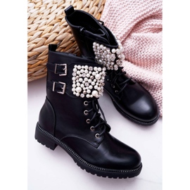 SEA Women's Boots on Flat Heel Military Black Bemmer 1
