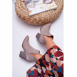 Women's Boots On High Heel Spring Leather Suede Cappuccino Nicole 2430 beige 2