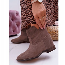 Women's Boots Hidden Wedge Flat Heel Cappuccino Dark Nicole 2419 brown 1