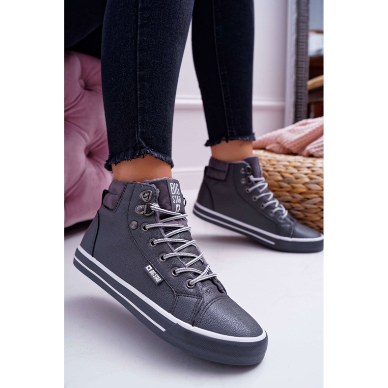 Women's Sneakers Big Star High Gray Warm EE274413 grey 1
