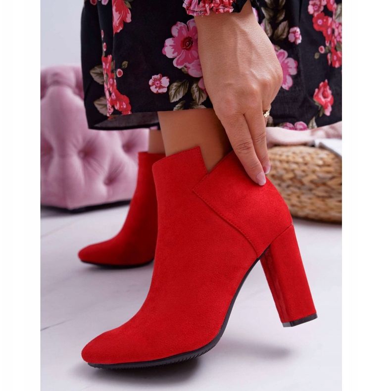 Vinceza Women's Boots On Heel Suede Red Ruffle 1