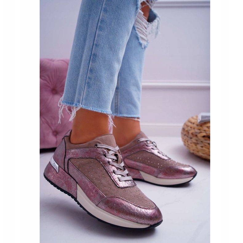 Women's sports shoes Beige Sergio Leone Ondar brown pink 1