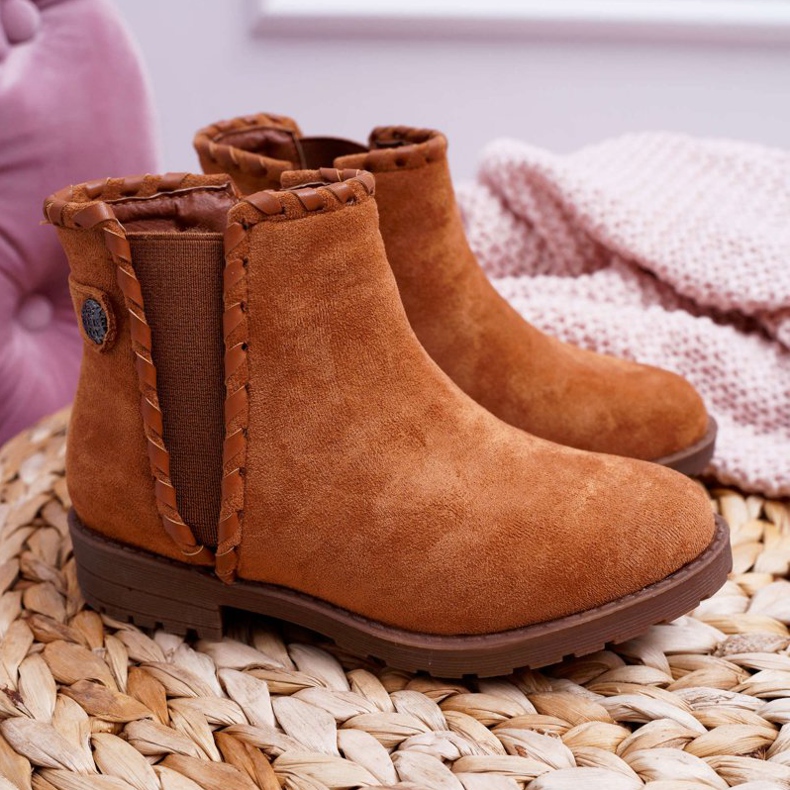 POPA Children's Boots Flat Heel Camel Sicarro brown 2