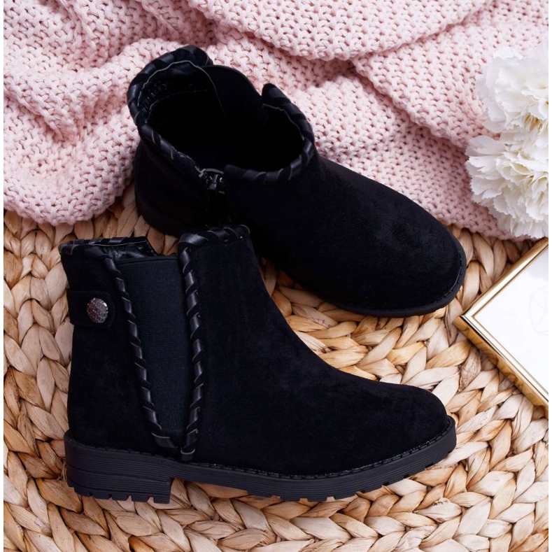 POPA Children's Black Boots Flat Heel Sicarro 1