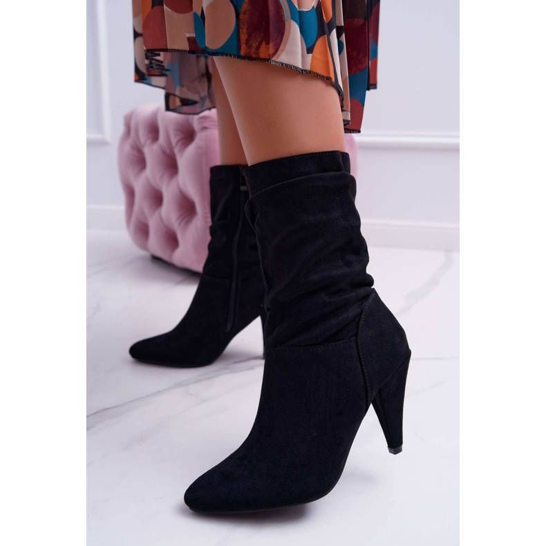 HAN Women's Boots On A High Heel Over The Ankle Black Temma 1