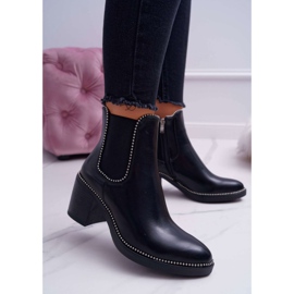 POPA Women's Boots On High Heel With Rhinestones Black Rhythmic 1