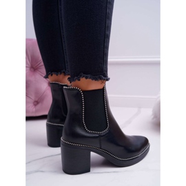 POPA Women's Boots On High Heel With Rhinestones Black Rhythmic 2