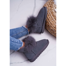 HAN Women's Snow Boots With Fur With Fur Suede Gray Memento grey 6