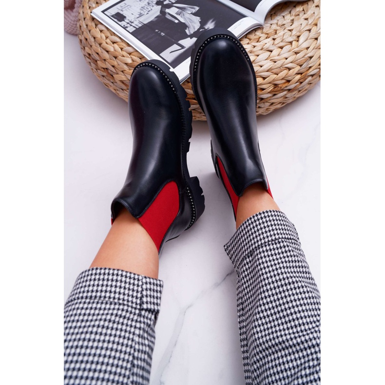 HAN Women's Booties Jodhpur boots Red Erasers Black Superpower 1