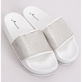 White N-59 White slippers on a thick sole grey 1