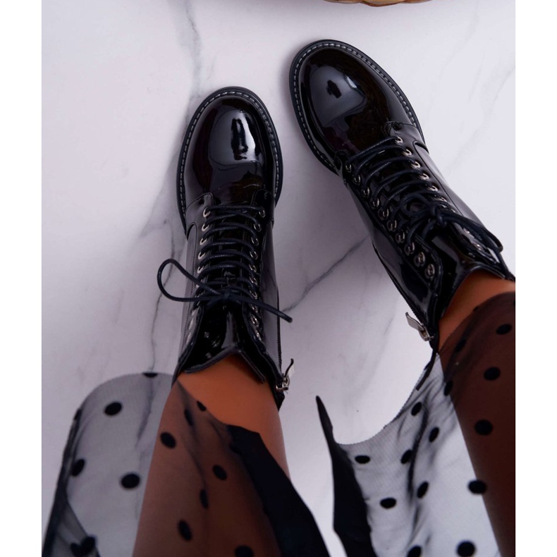 Women's Boots Lacquered On a Heel Black Insist 2