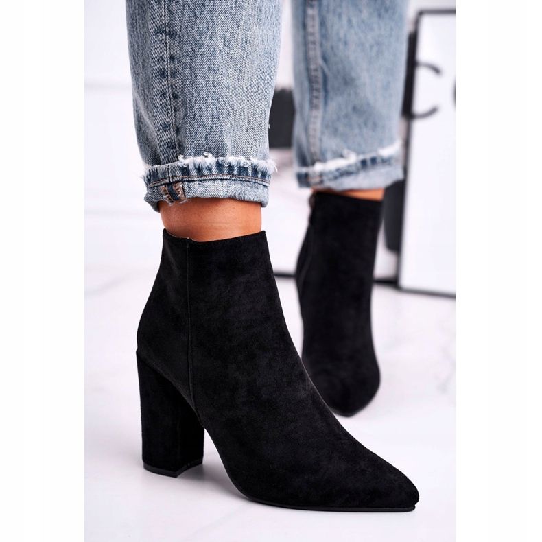 FW1 Women's boots on a heel Suede Black Sharks 2