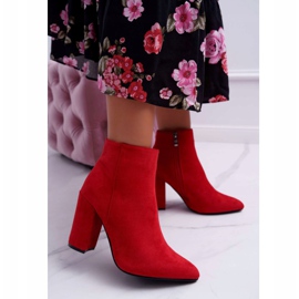 FW1 Women's boots on a heel Suede Red Sharks 1