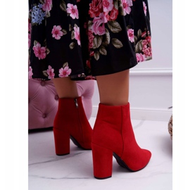 FW1 Women's boots on a heel Suede Red Sharks 2