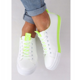 Women's white and green sneakers A88-23 Green 1