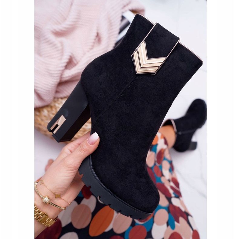 FE1 Women's Boots On Heel Warm Suede M319 Black Midway 1