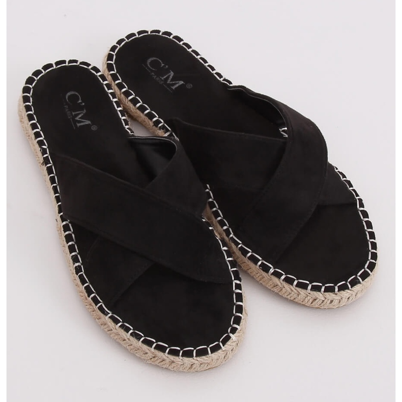 Black espadrilles slippers 499-35 Black 1