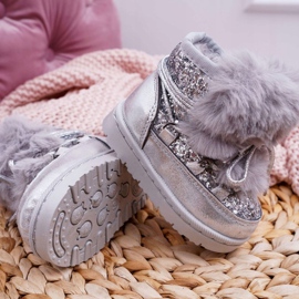 FRROCK Children's Snow Boots With Fur Silver Minnie Mouse grey 1