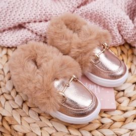 Children's Sneakers With Fur Warm Champagne Grendy golden 1