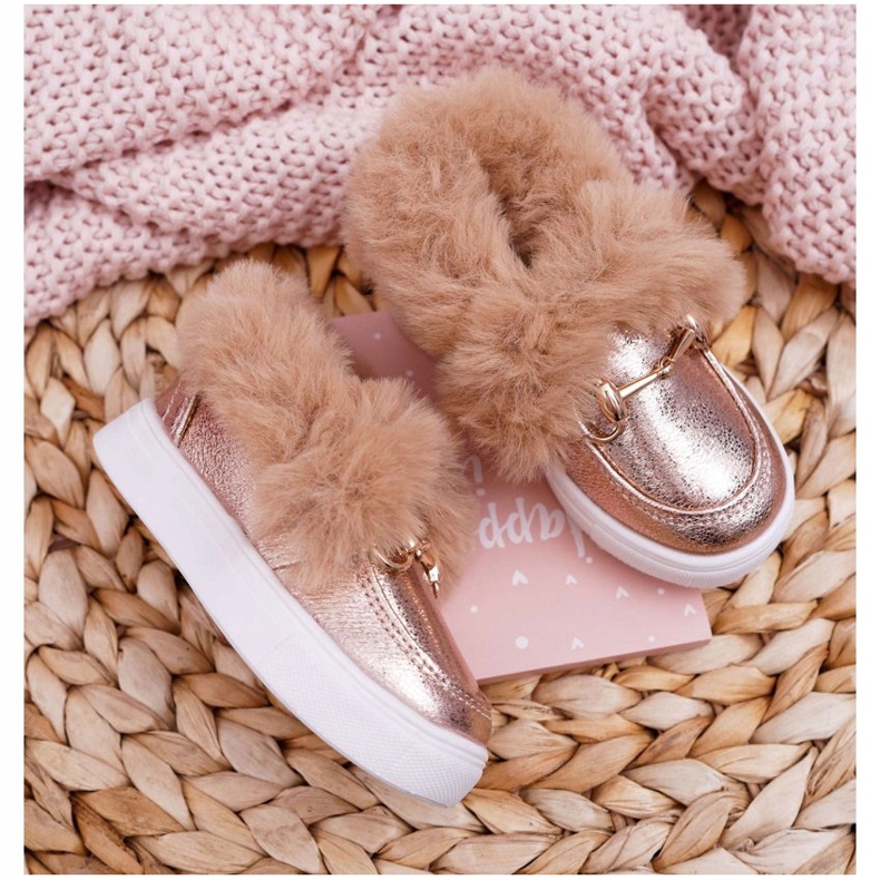 Children's Sneakers With Fur Warm Champagne Grendy golden 2