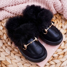 Children's Black Sneakers With Fur 1