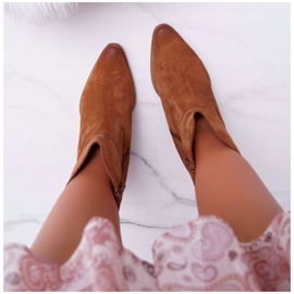 Women's Boots On High Heel Leather Suede Cognac Nicole 2433 brown 2 Women's Boots On High Heel Leather Suede Cognac Nicole 2433 brown 2
