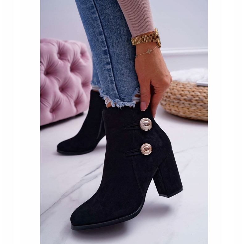 S.Barski Women's Suede boots on a heel Black Barski 73-2 1