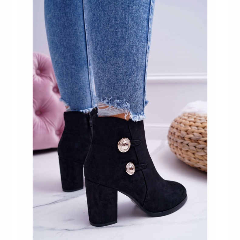 S.Barski Women's Suede boots on a heel Black Barski 73-2 2