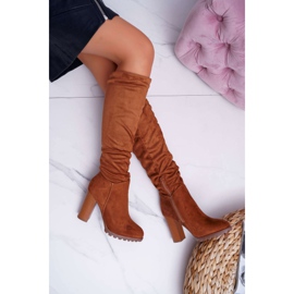 EVE Women's Boots On Heel Suede Camel Marion brown 1